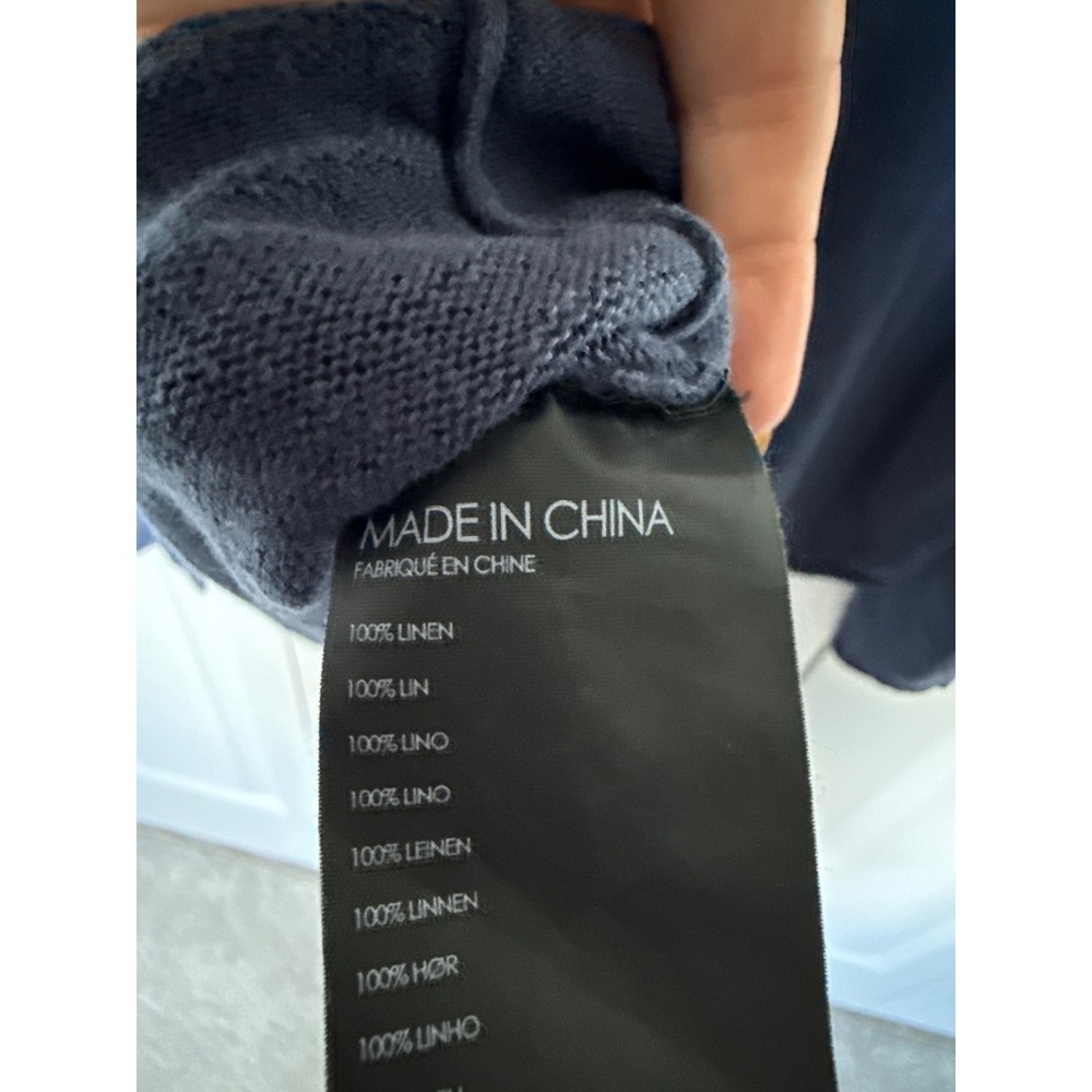 Club Monaco Mens Blue Colorblock 100% Linen Lightweight Knit Sweater Large - Picture 4 of 7